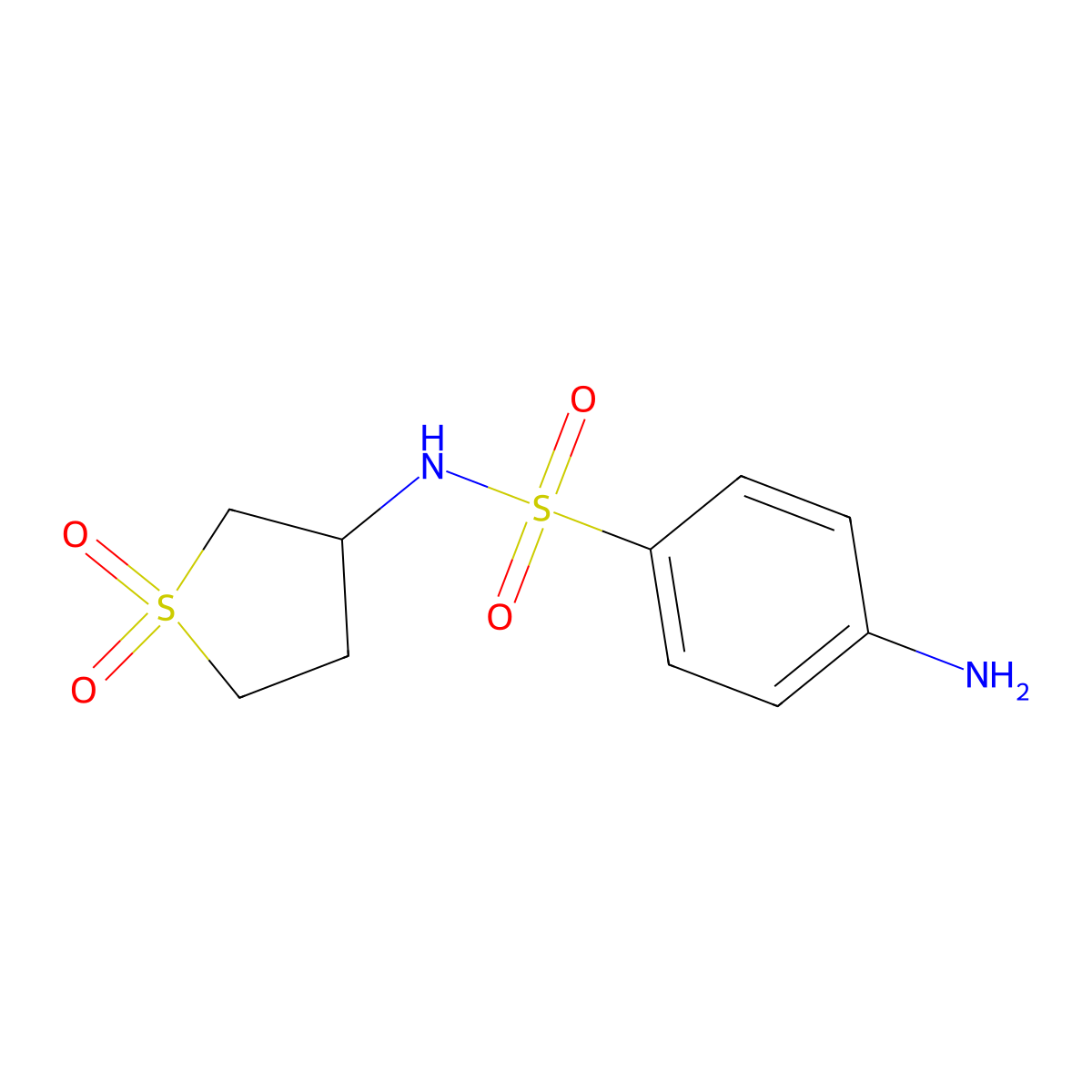 4-amino-N-(1,1-dioxo-1lambda6-thiolan-3-yl)benzene-1-sulfonamide molecular structure, CAS 853574-42-2