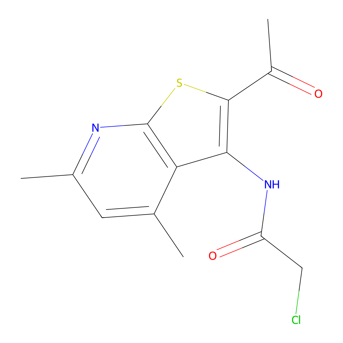 N-{2-acetyl-4,6-dimethylthieno[2,3-b]pyridin-3-yl}-2-chloroacetamide molecular structure, CAS 853574-43-3