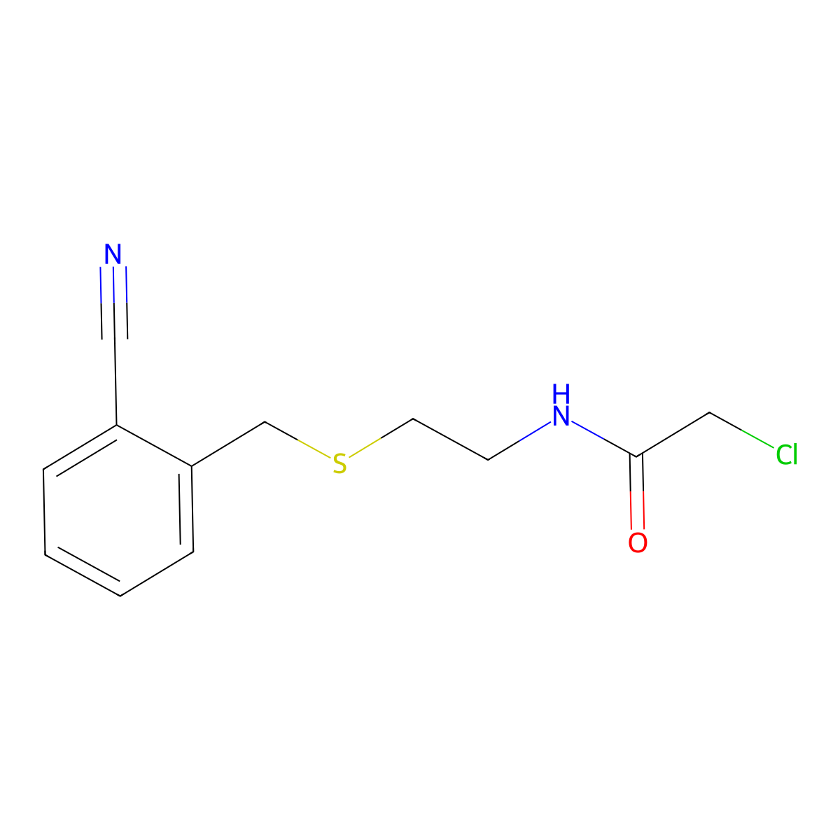 2-chloro-N-{2-[(2-cyanobenzyl)thio]ethyl}acetamide molecular structure, CAS 853574-44-4