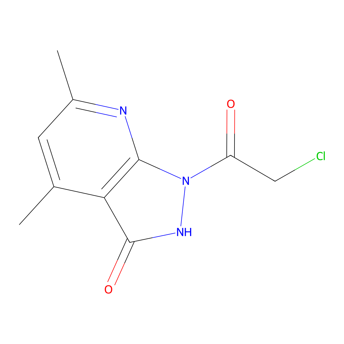 1-(chloroacetyl)-4,6-dimethyl-1,2-dihydro-3H-pyrazolo[3,4-b]pyridin-3-one molecular structure, CAS 853574-46-6
