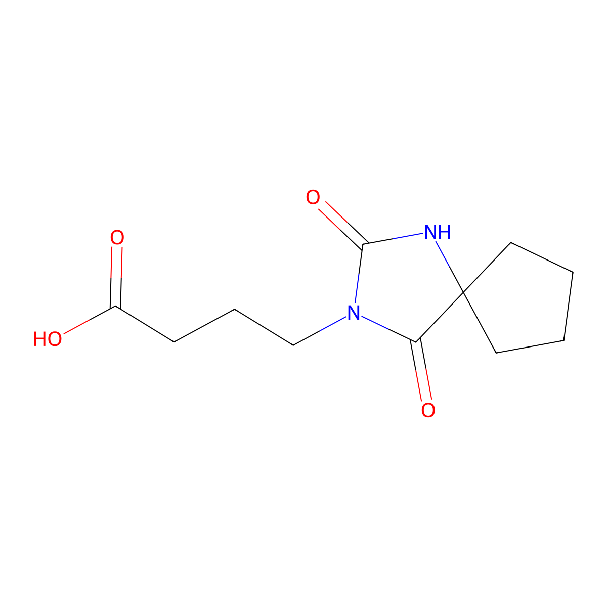 4-{2,4-Dioxo-1,3-diazaspiro[4.4]nonan-3-yl}butanoic acid molecular structure, CAS 853574-48-8