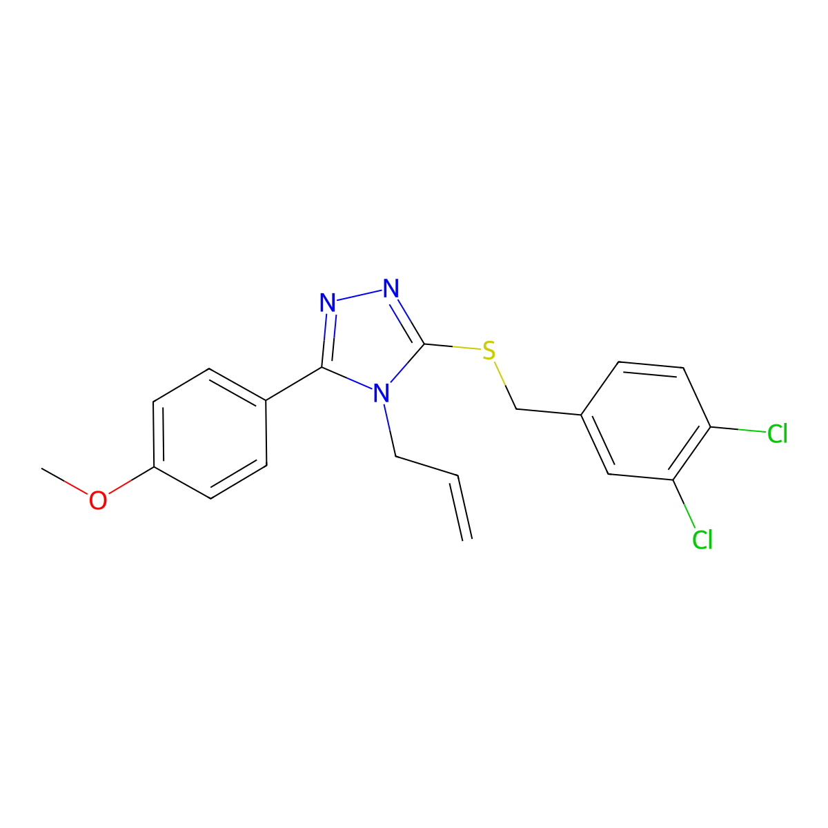 4-{4-allyl-5-[(3,4-dichlorobenzyl)sulfanyl]-4H-1,2,4-triazol-3-yl}phenyl methyl ether molecular structure, CAS 853613-68-0