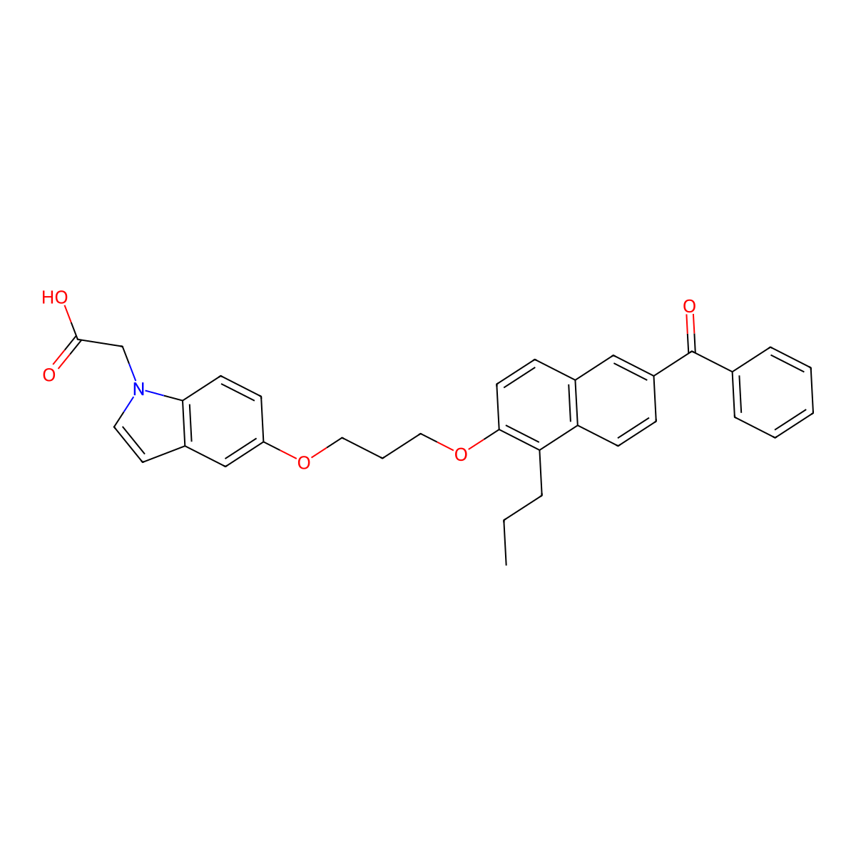2-{5-[3-(6-Benzoyl-1-propylnaphthalen-2-yloxy)propoxy]indol-1-yl}ethanoic acid molecular structure, CAS 853652-40-1