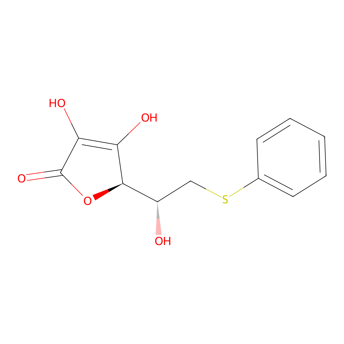 (5R)-3,4-Dihydroxy-5-[(1R)-1-hydroxy-2-(phenylsulfanyl)ethyl]-2,5-dihydrofuran-2-one molecular structure, CAS 85366-68-3