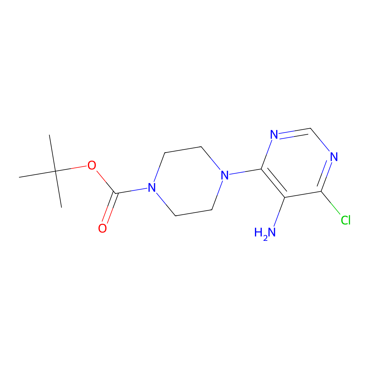 tert-Butyl 4-(5-amino-6-chloropyrimidin-4-yl)piperazine-1-carboxylate molecular structure, CAS 853679-43-3