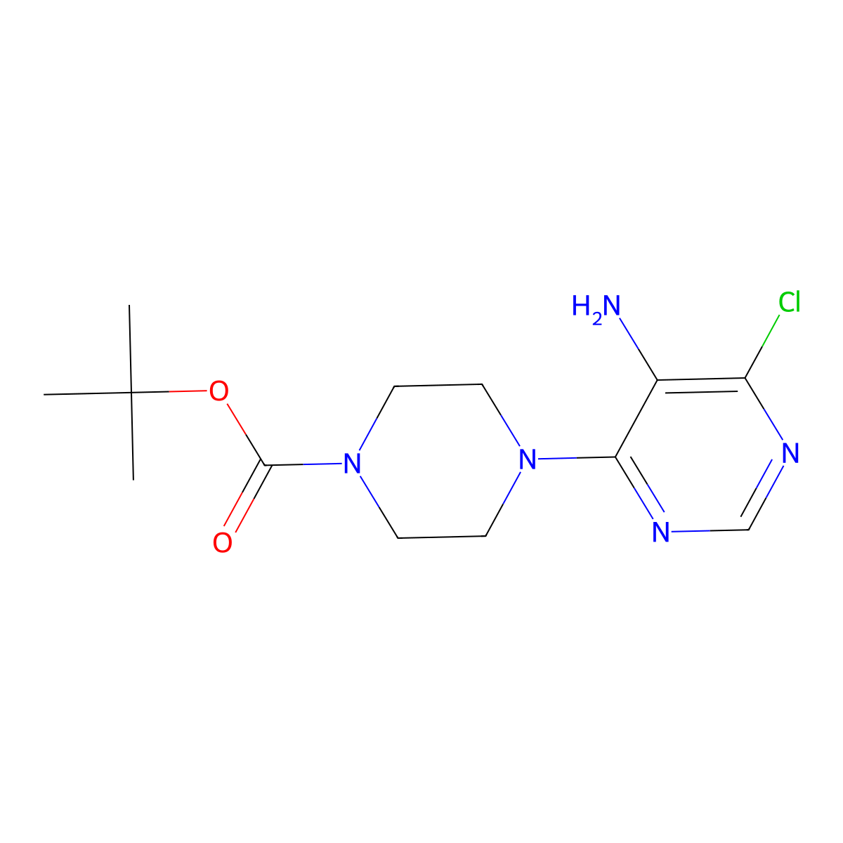 tert-Butyl 4-(5-amino-6-chloropyrimidin-4-yl)piperazine-1-carboxylate molecular structure, CAS 853679-43-3