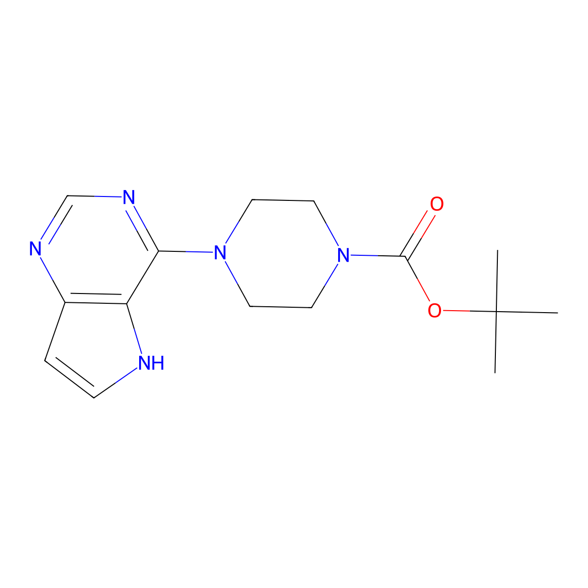 tert-Butyl 4-(5H-pyrrolo[3,2-d]pyrimidin-4-yl)piperazine-1-carboxylate molecular structure, CAS 853679-45-5