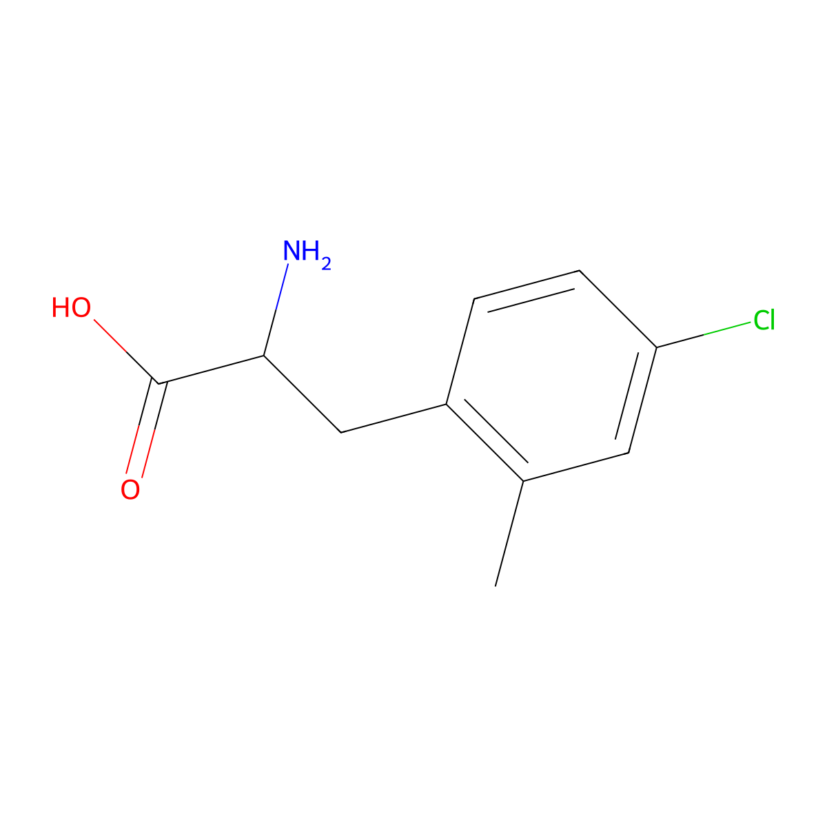 2-Amino-3-(4-chloro-2-methylphenyl)propanoic acid molecular structure, CAS 853680-23-6