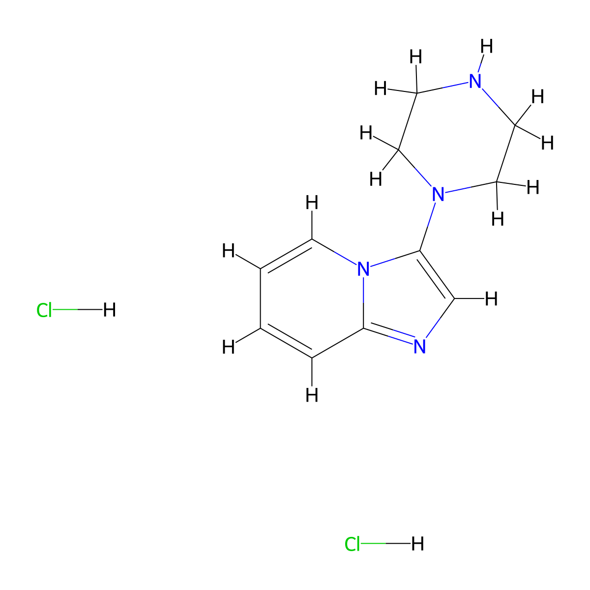 1-{Imidazo[1,2-a]pyridin-3-yl}piperazine dihydrochloride molecular structure, CAS 853680-34-9
