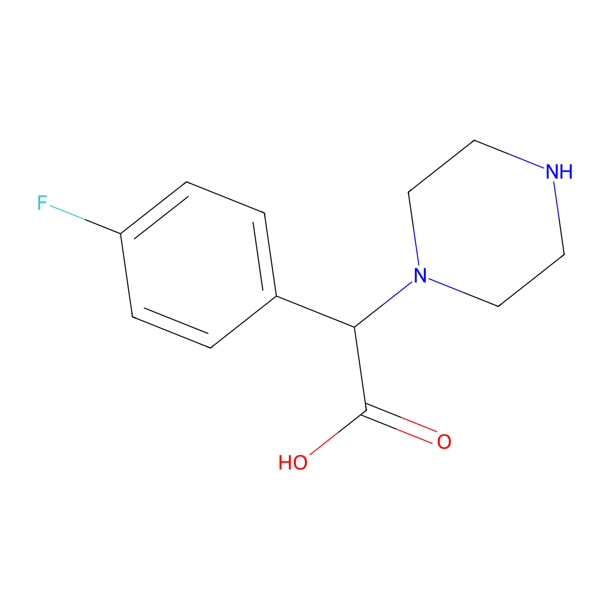 (4-Fluorophenyl)(piperazin-1-yl)acetic acid molecular structure, CAS 853681-12-6