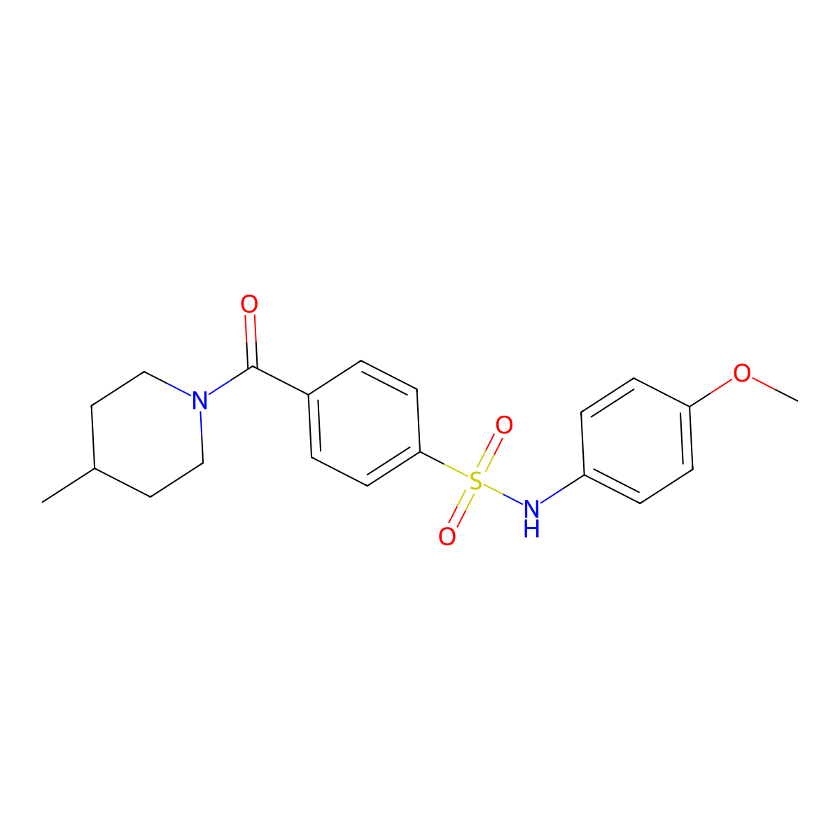 N-(4-methoxyphenyl)-4-(4-methylpiperidine-1-carbonyl)benzenesulfonamide molecular structure, CAS 853694-34-5