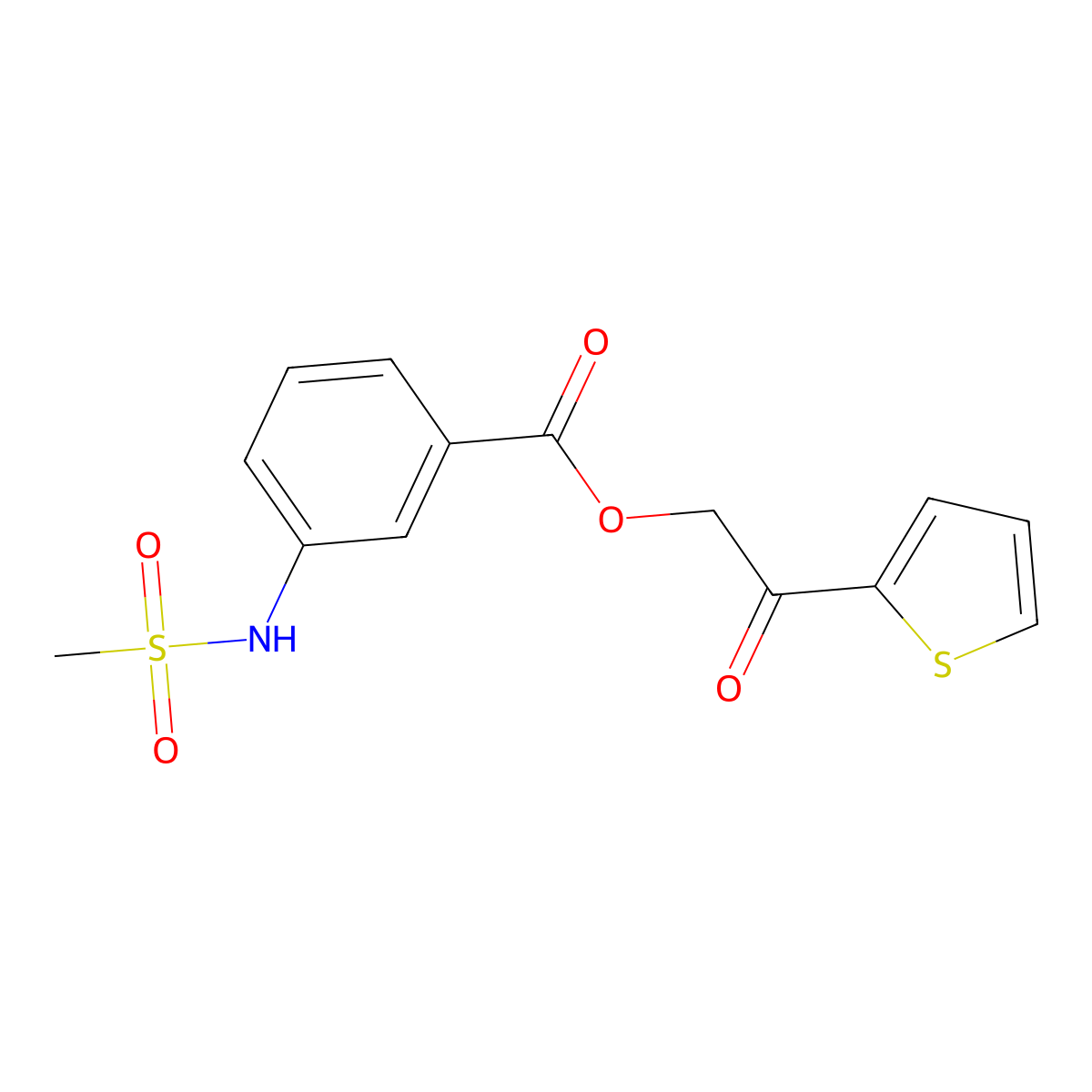 2-Oxo-2-(thiophen-2-yl)ethyl 3-methanesulfonamidobenzoate molecular structure, CAS 853700-86-4