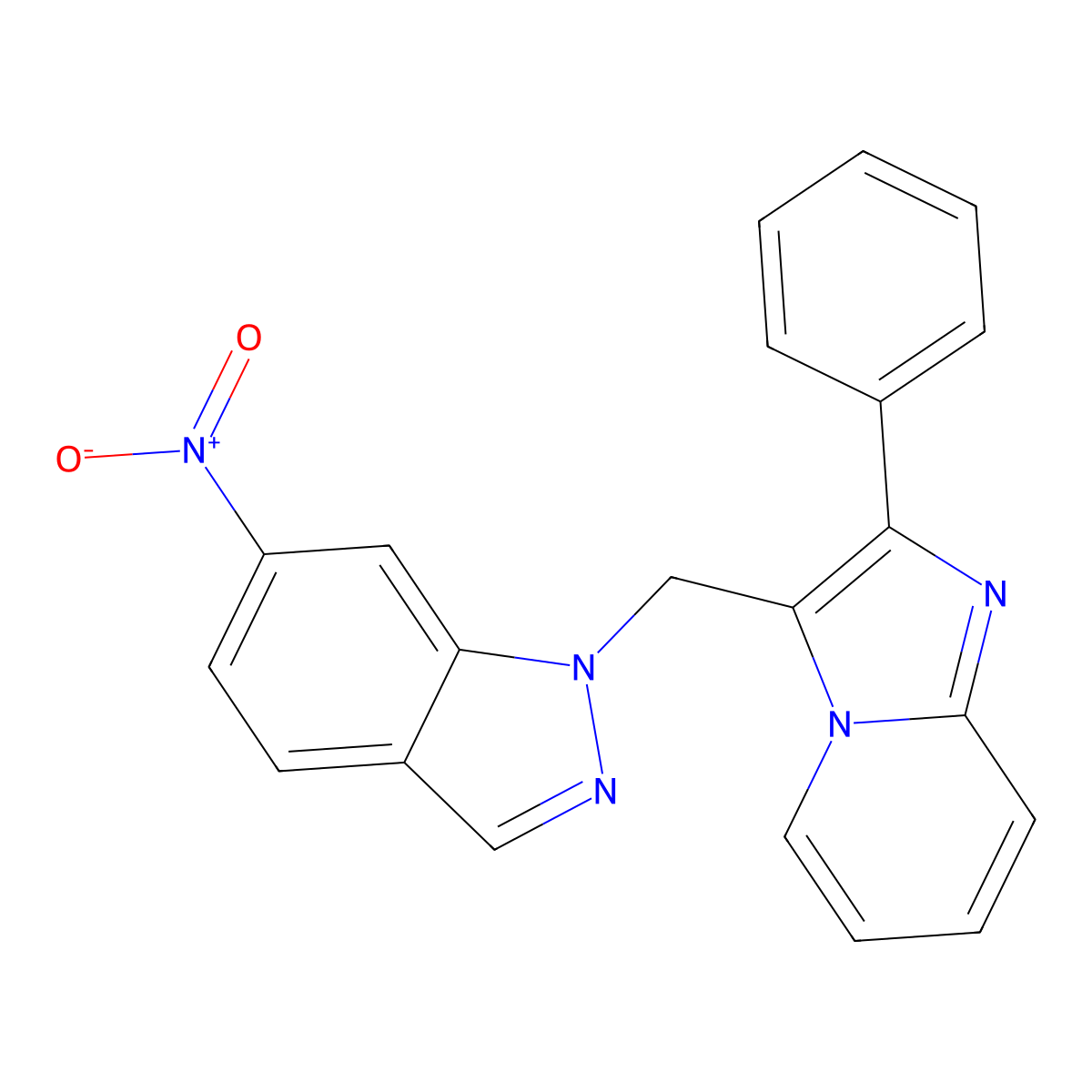 6-Nitro-1-((2-phenylimidazo[1,2-a]pyridin-3-yl)methyl)-1H-indazole molecular structure, CAS 853701-35-6