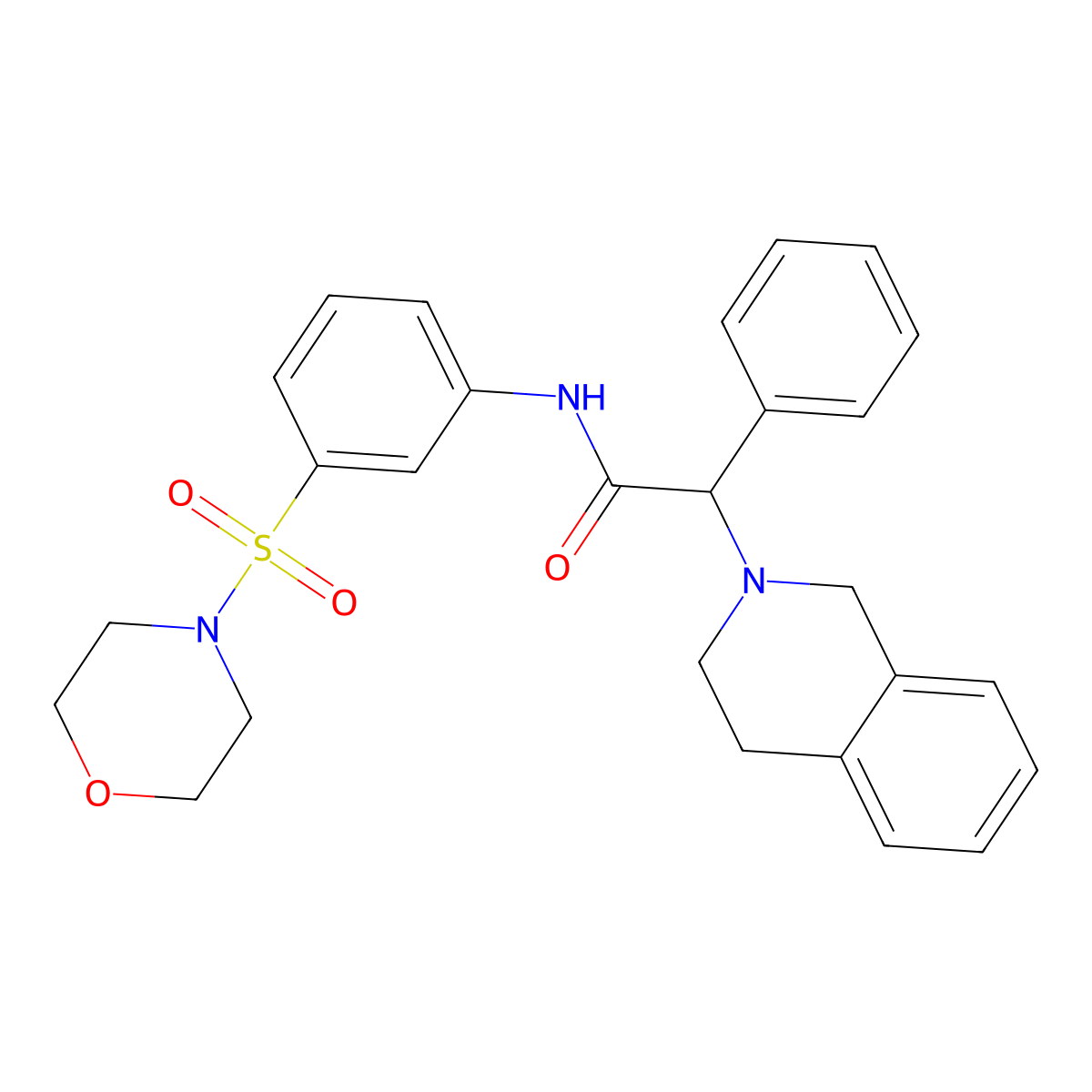 2-(3,4-dihydro-1H-isoquinolin-2-yl)-N-(3-morpholin-4-ylsulfonylphenyl)-2-phenylacetamide molecular structure, CAS 853709-75-8