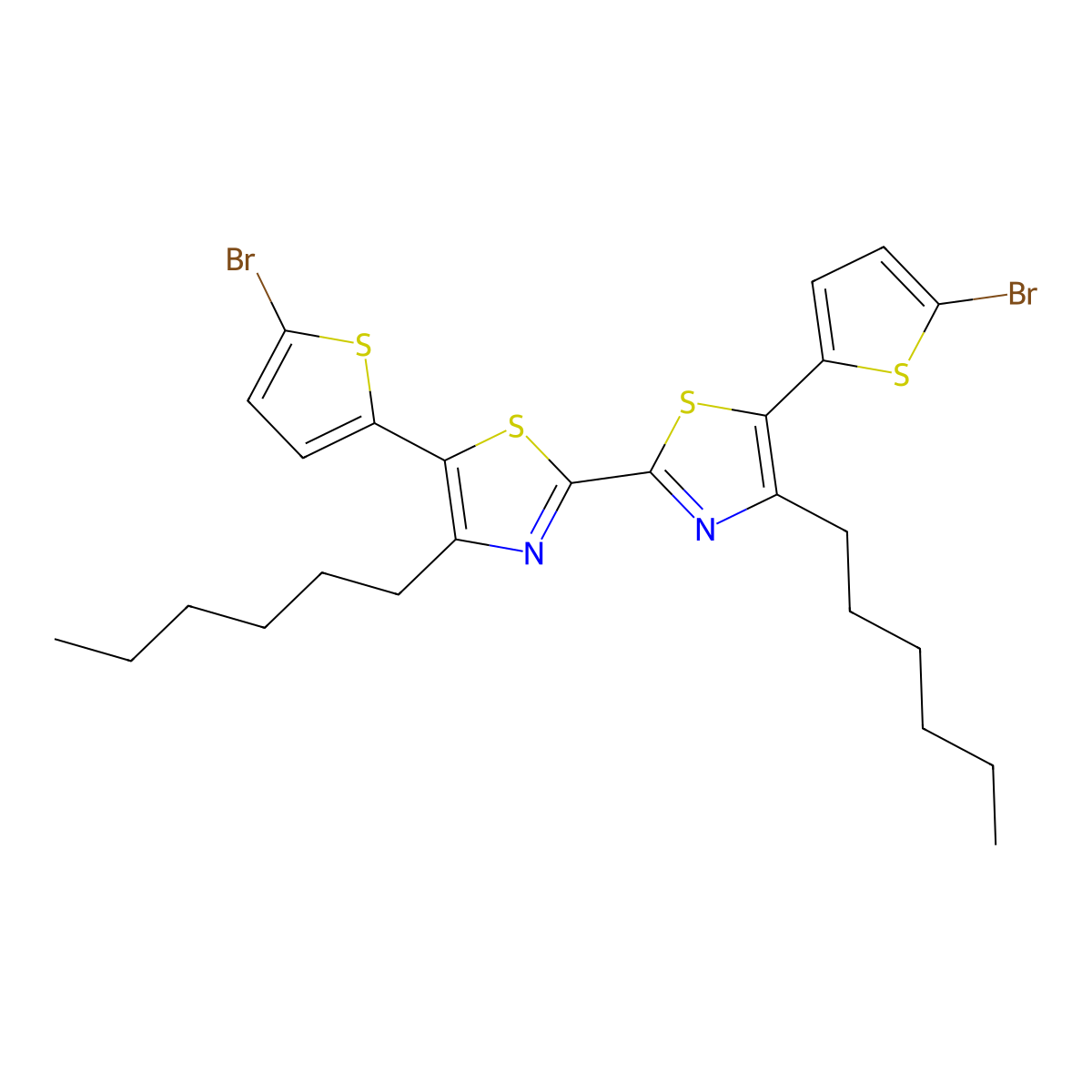 5,5'-Bis(5-bromothiophen-2-yl)-4,4'-dihexyl-2,2'-bithiazole molecular structure, CAS 853722-91-5