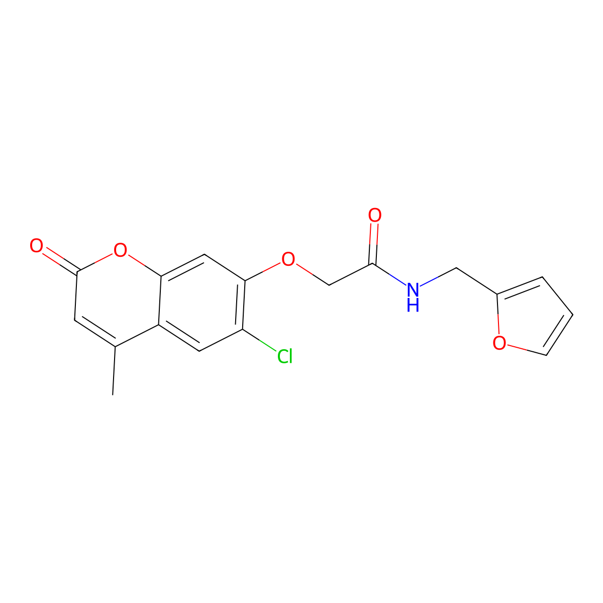 2-[(6-chloro-4-methyl-2-oxo-2H-chromen-7-yl)oxy]-N~1~-(2-furylmethyl)acetamide molecular structure, CAS 853723-25-8
