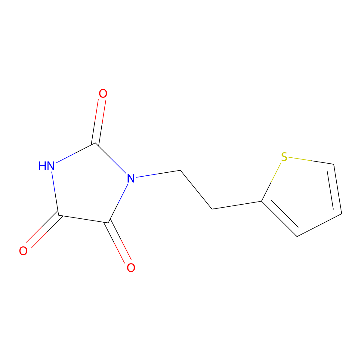 1-[2-(Thiophen-2-yl)ethyl]imidazolidine-2,4,5-trione molecular structure, CAS 853723-84-9