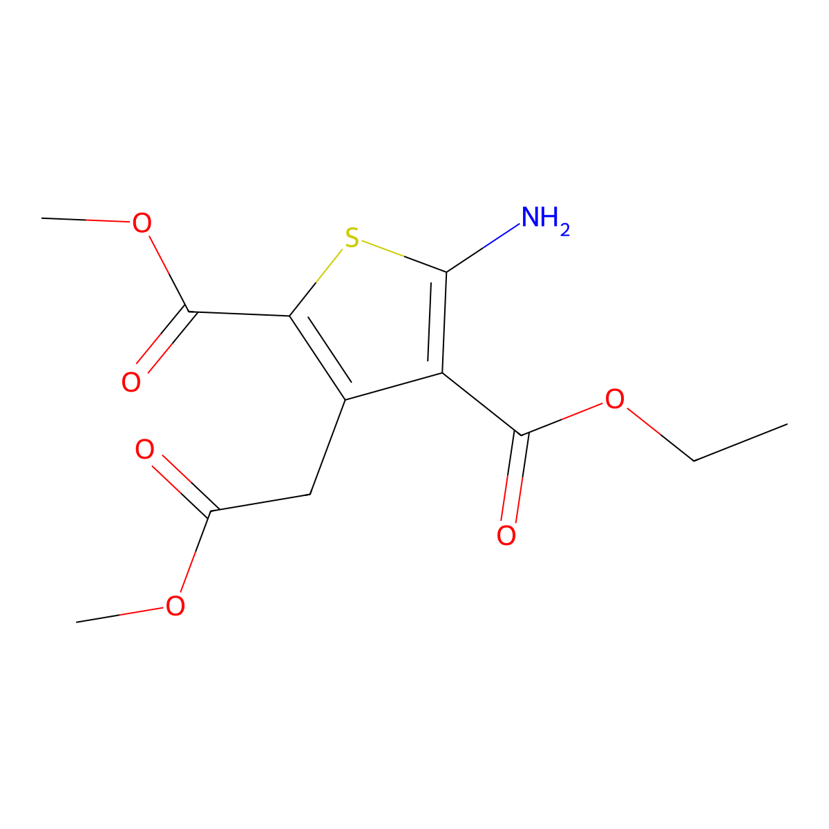 4-Ethyl 2-methyl 5-amino-3-(2-methoxy-2-oxoethyl)thiophene-2,4-dicarboxylate molecular structure, CAS 853723-86-1