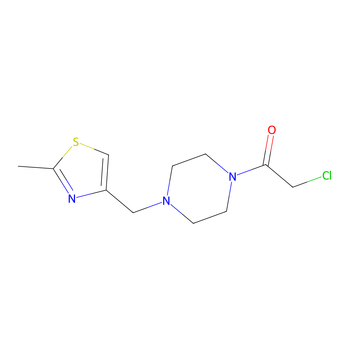 2-Chloro-1-{4-[(2-methyl-1,3-thiazol-4-yl)methyl]piperazin-1-yl}ethan-1-one molecular structure, CAS 853723-87-2