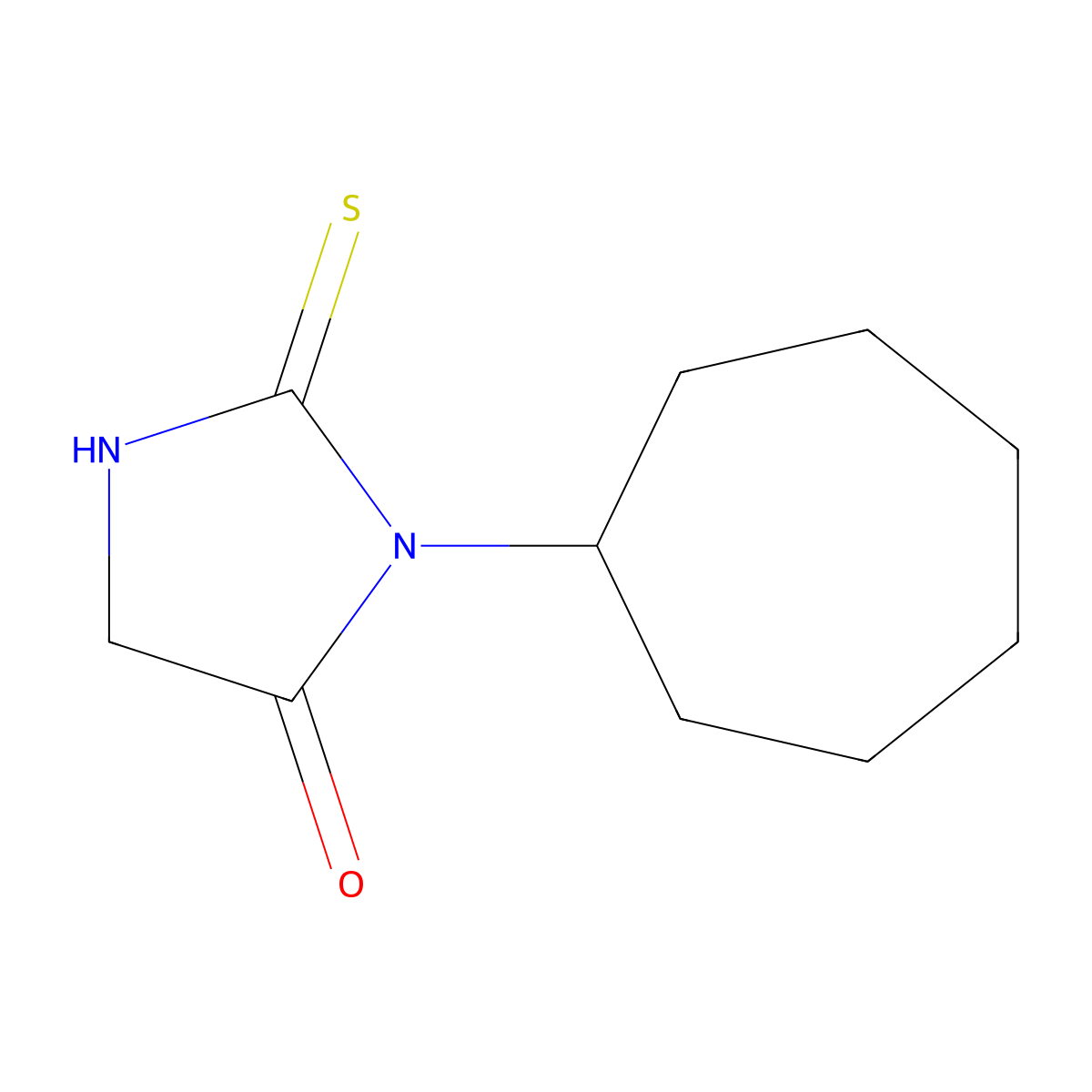 1-cycloheptyl-2-sulfanyl-4,5-dihydro-1H-imidazol-5-one molecular structure, CAS 853723-93-0