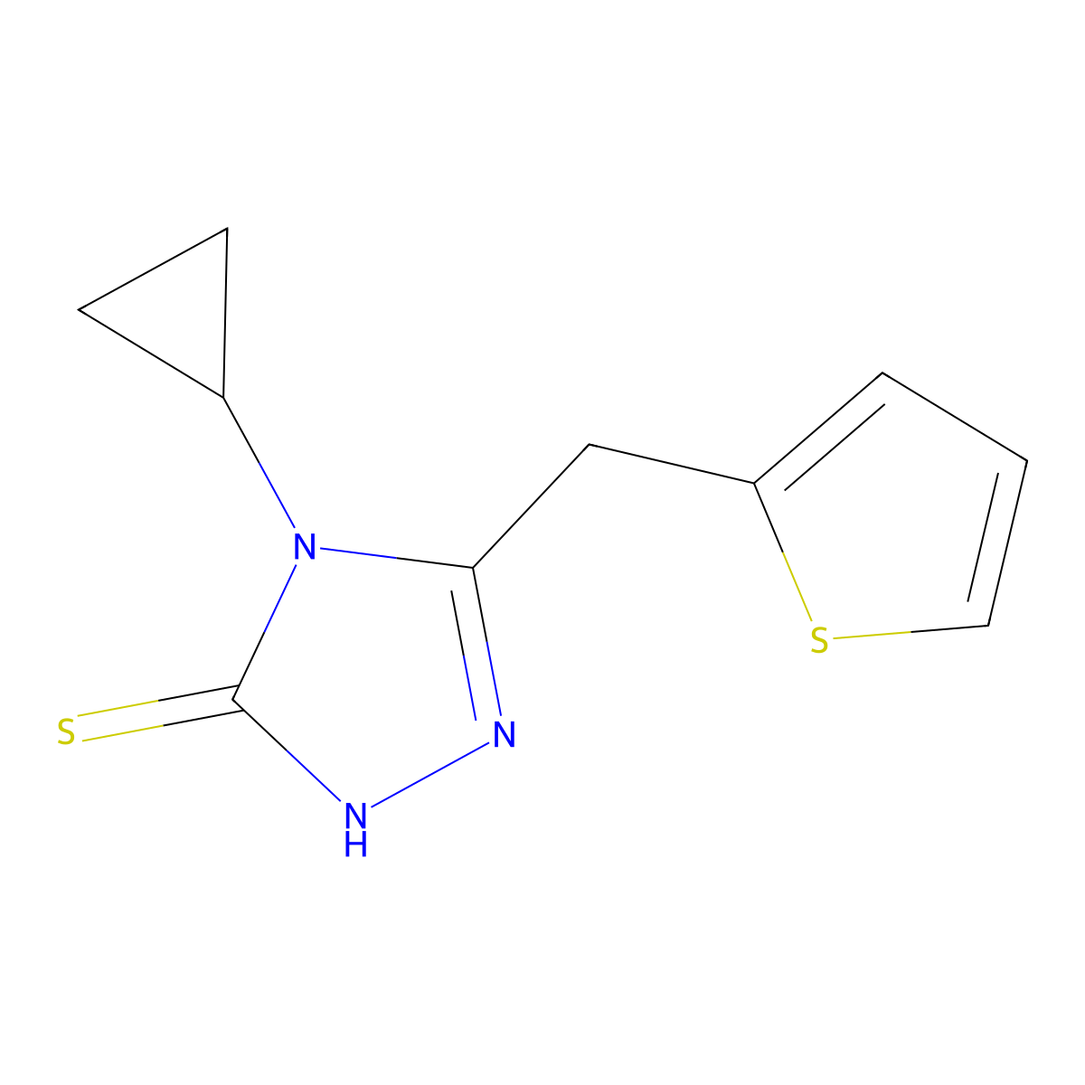 4-cyclopropyl-5-(thiophen-2-ylmethyl)-4H-1,2,4-triazole-3-thiol molecular structure, CAS 853723-98-5