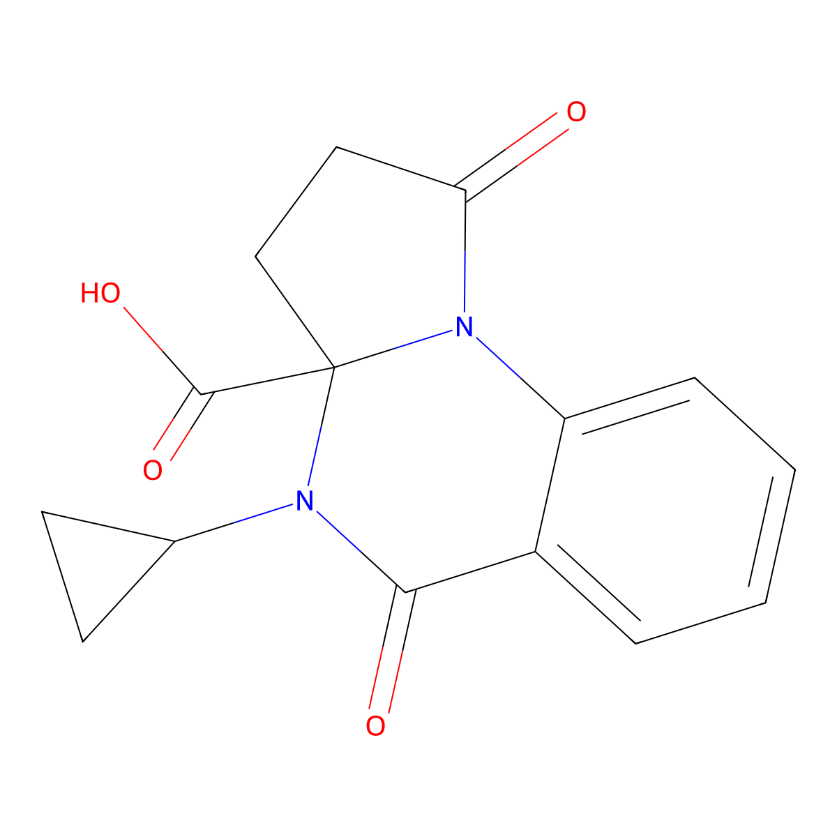 4-cyclopropyl-1,5-dioxo-1H,2H,3H,3aH,4H,5H-pyrrolo[1,2-a]quinazoline-3a-carboxylic acid molecular structure, CAS 853723-99-6
