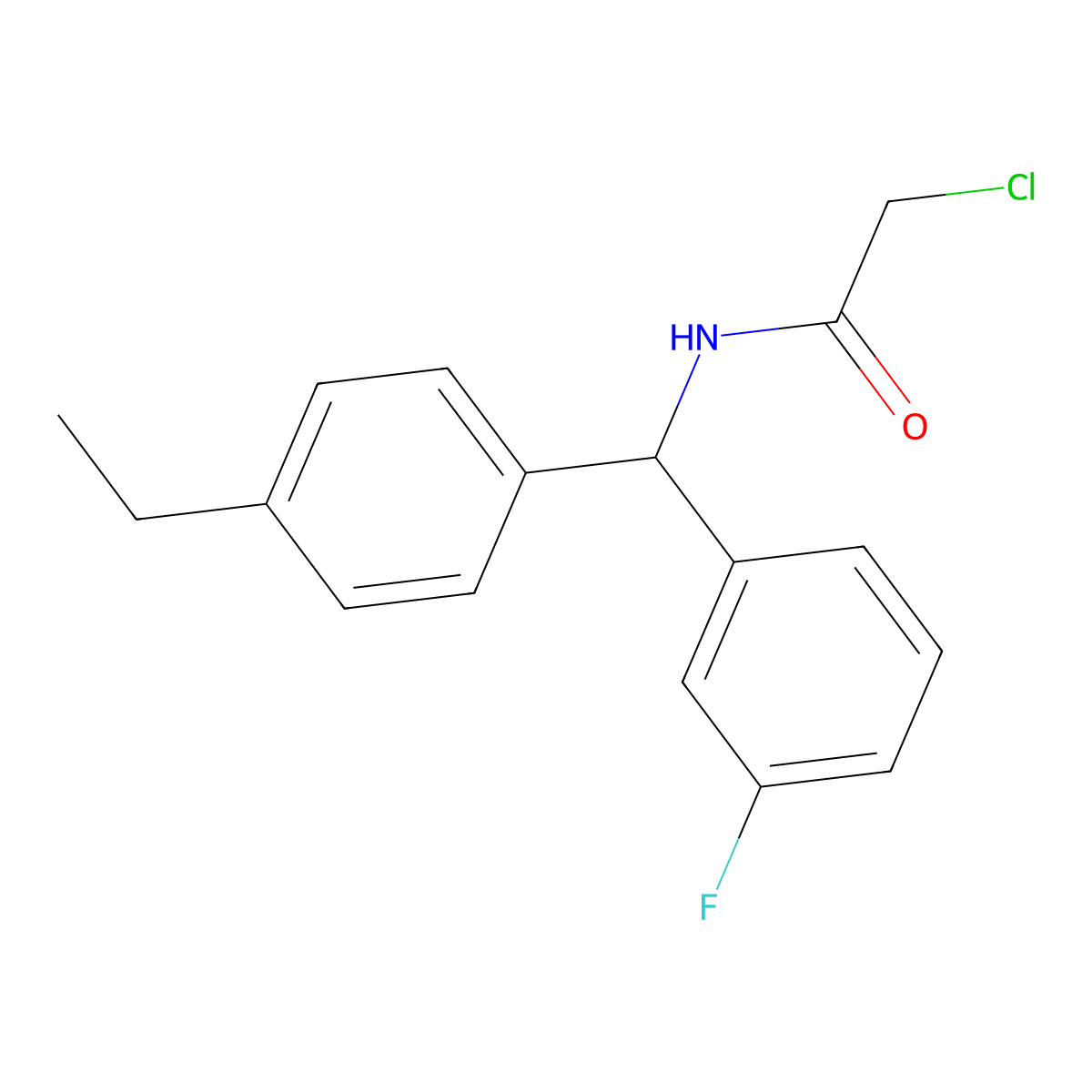 2-chloro-N-[(4-ethylphenyl)(3-fluorophenyl)methyl]acetamide molecular structure, CAS 853724-03-5