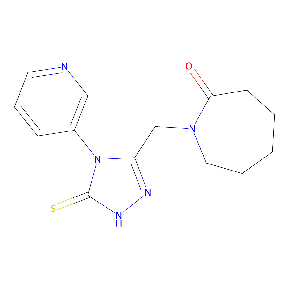 1-{[4-(pyridin-3-yl)-5-sulfanyl-4H-1,2,4-triazol-3-yl]methyl}azepan-2-one molecular structure, CAS 853725-38-9