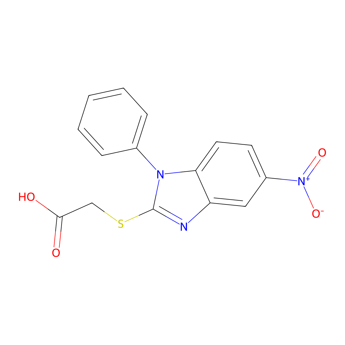 2-[(5-nitro-1-phenyl-1H-1,3-benzodiazol-2-yl)sulfanyl]acetic acid molecular structure, CAS 853725-39-0