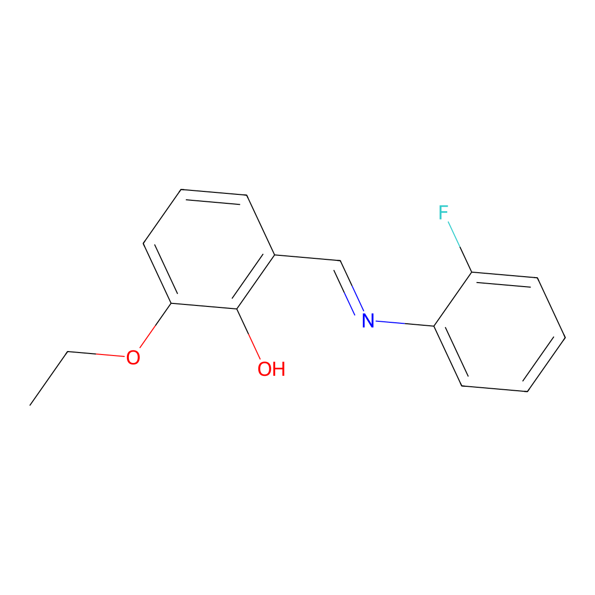 2-ethoxy-6-{(E)-[(2-fluorophenyl)imino]methyl}phenol molecular structure, CAS 853727-02-3