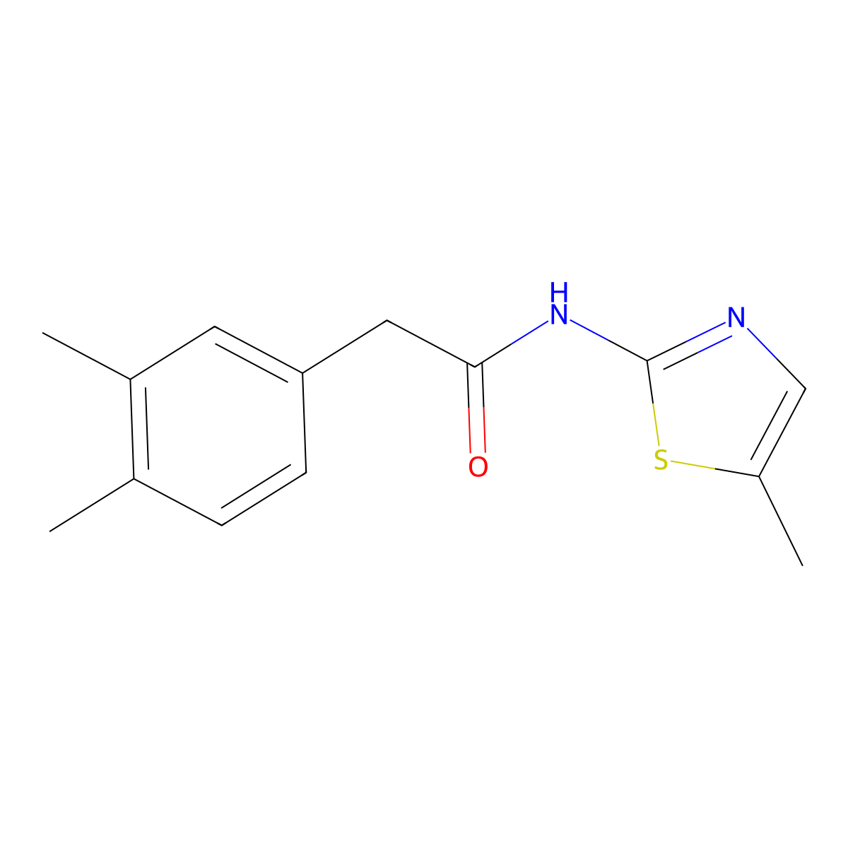 2-(3,4-dimethylphenyl)-N-(5-methyl-1,3-thiazol-2-yl)acetamide molecular structure, CAS 853727-05-6
