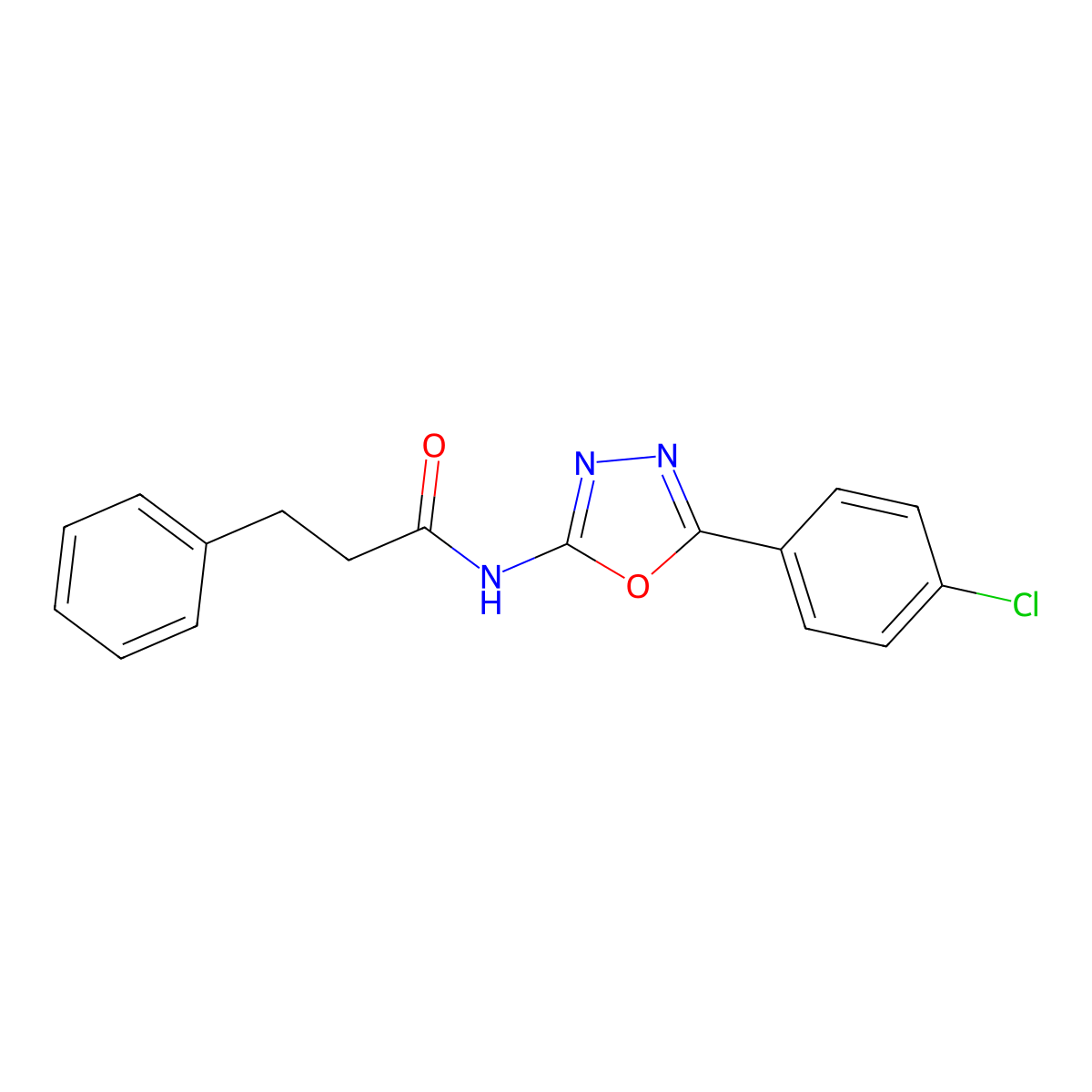 N-[5-(4-chlorophenyl)-1,3,4-oxadiazol-2-yl]-3-phenylpropanamide molecular structure, CAS 853727-08-9