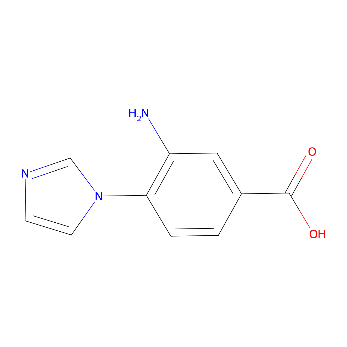 3-Amino-4-imidazol-1-yl-benzoic acid molecular structure, CAS 853743-43-8