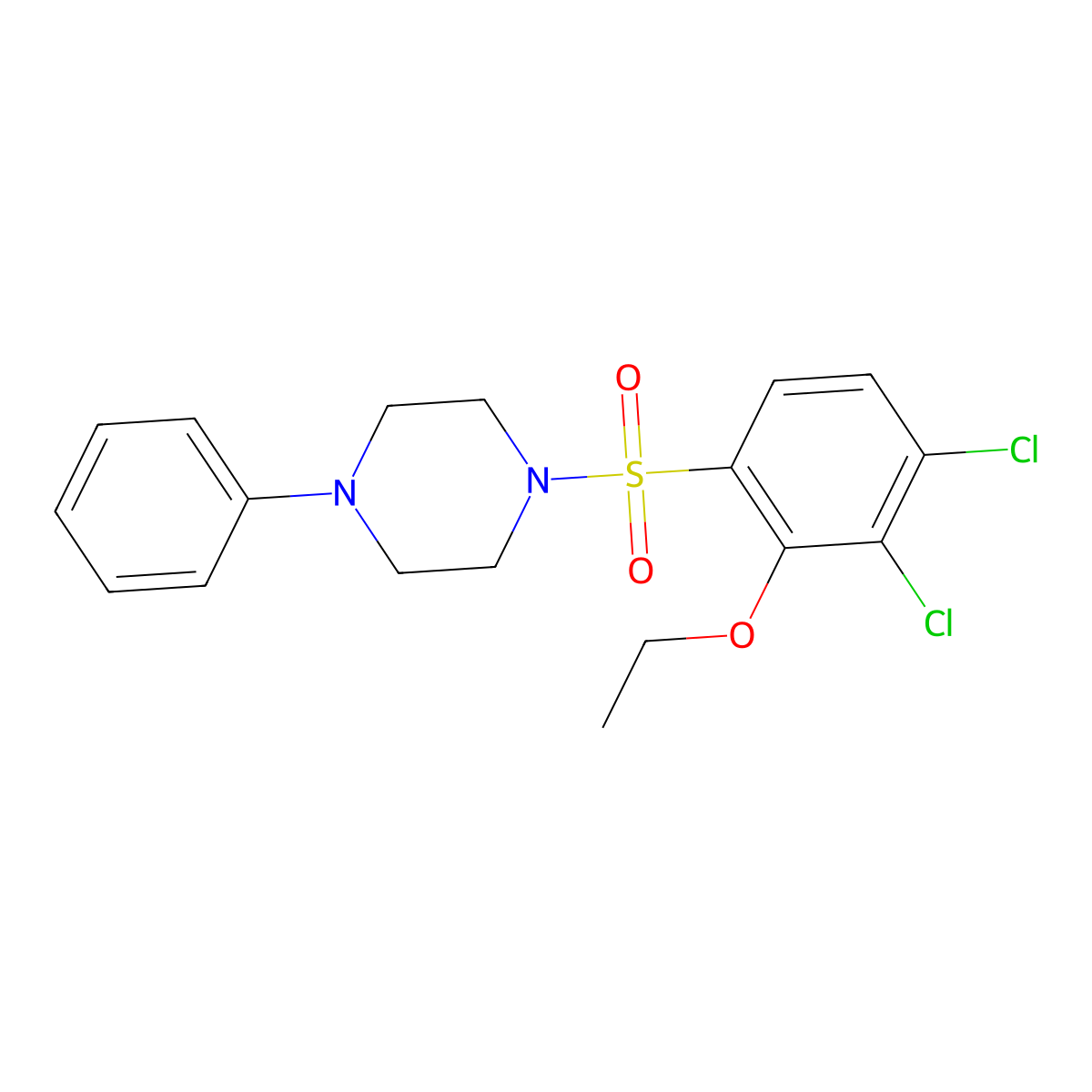 1-(3,4-Dichloro-2-ethoxybenzenesulfonyl)-4-phenylpiperazine molecular structure, CAS 853744-46-4