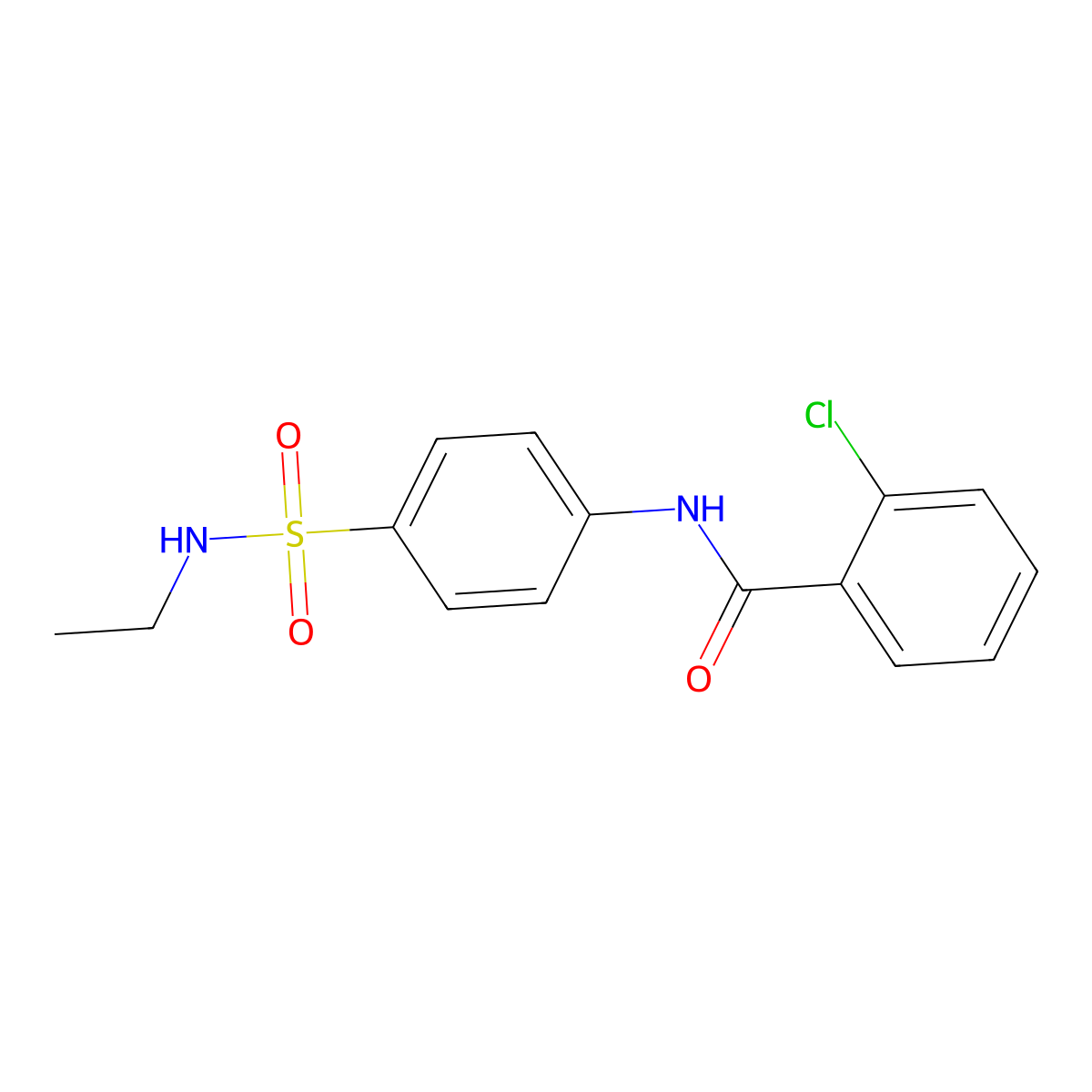 2-chloro-N-[4-(ethylsulfamoyl)phenyl]benzamide molecular structure, CAS 853744-70-4