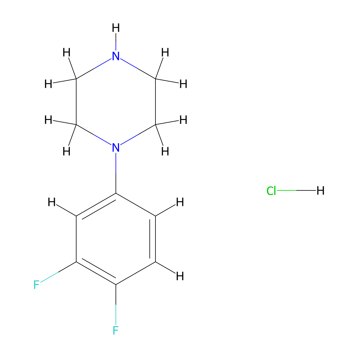 1-(3,4-Difluorophenyl)piperazine hydrochloride molecular structure, CAS 853745-58-1