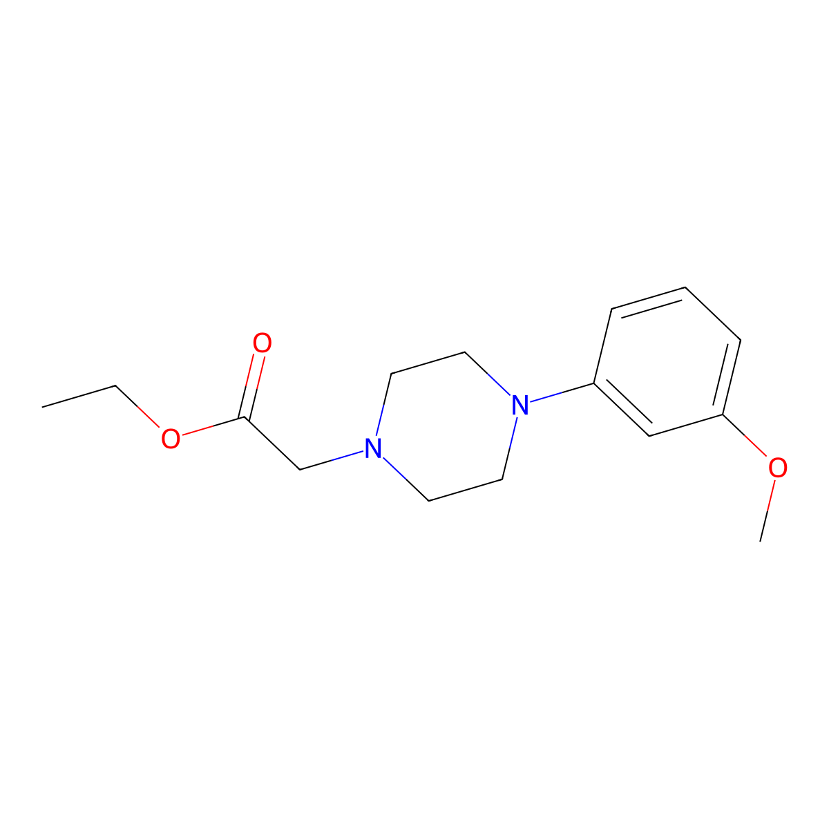 Ethyl 2-[4-(3-methoxyphenyl)piperazinyl]acetate molecular structure, CAS 853745-74-1