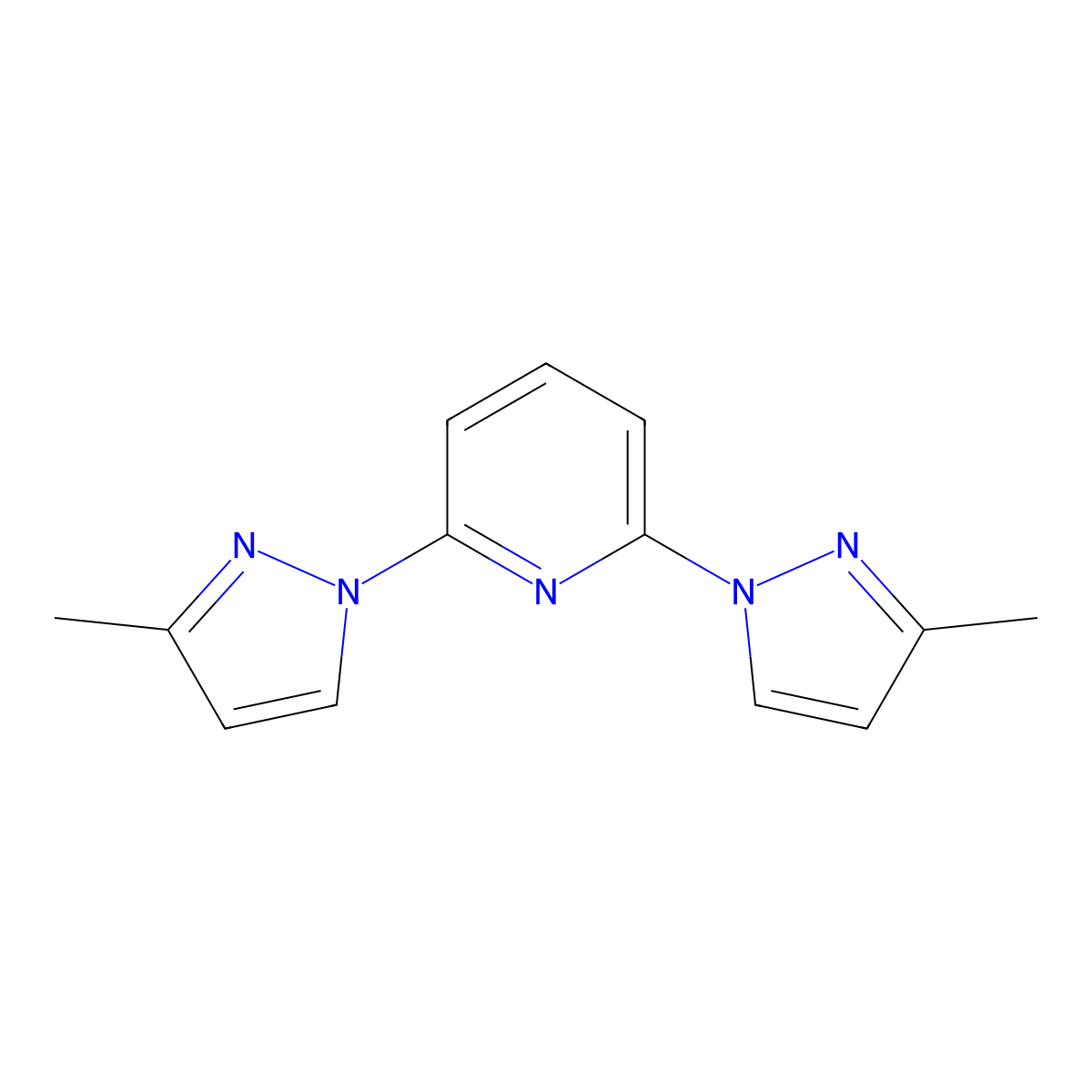 2,6-Bis(3-methyl-1H-pyrazol-1-yl)pyridine molecular structure, CAS 853748-46-6