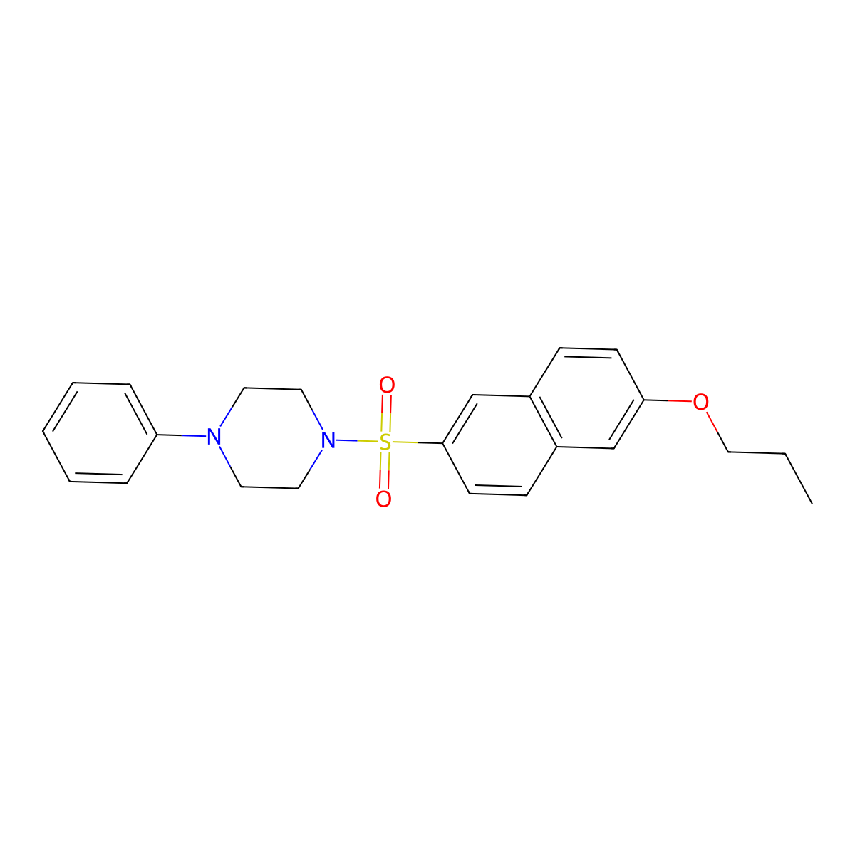 1-Phenyl-4-[(6-propoxynaphthalen-2-yl)sulfonyl]piperazine molecular structure, CAS 853749-22-1
