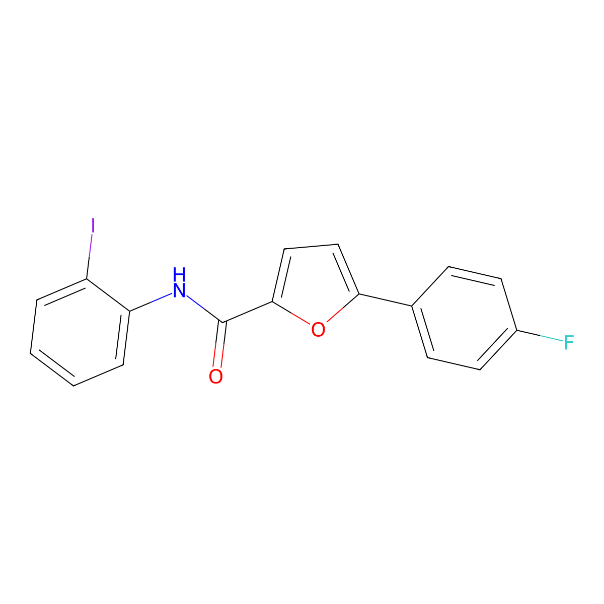 5-(4-fluorophenyl)-N-(2-iodophenyl)furan-2-carboxamide molecular structure, CAS 853749-30-1