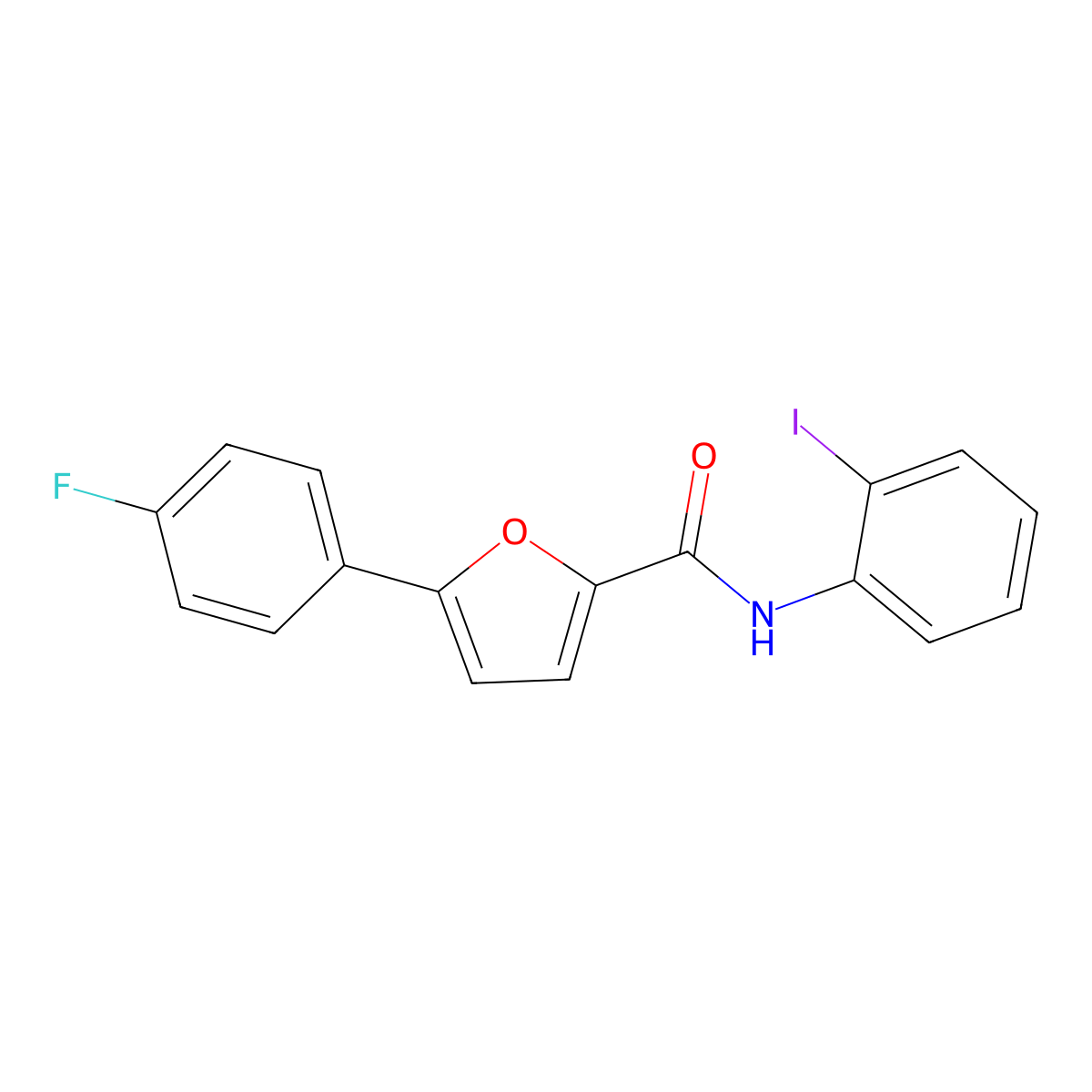 5-(4-fluorophenyl)-N-(2-iodophenyl)furan-2-carboxamide molecular structure, CAS 853749-30-1