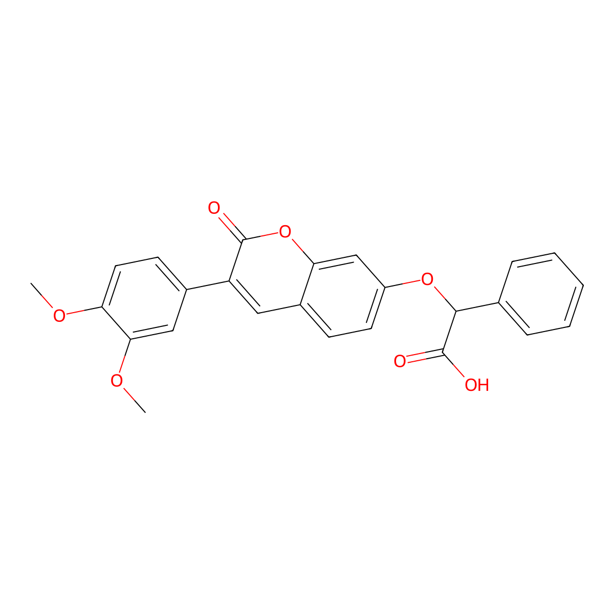 2-[3-(3,4-Dimethoxyphenyl)-2-oxochromen-7-yl]oxy-2-phenylacetic acid molecular structure, CAS 853749-47-0