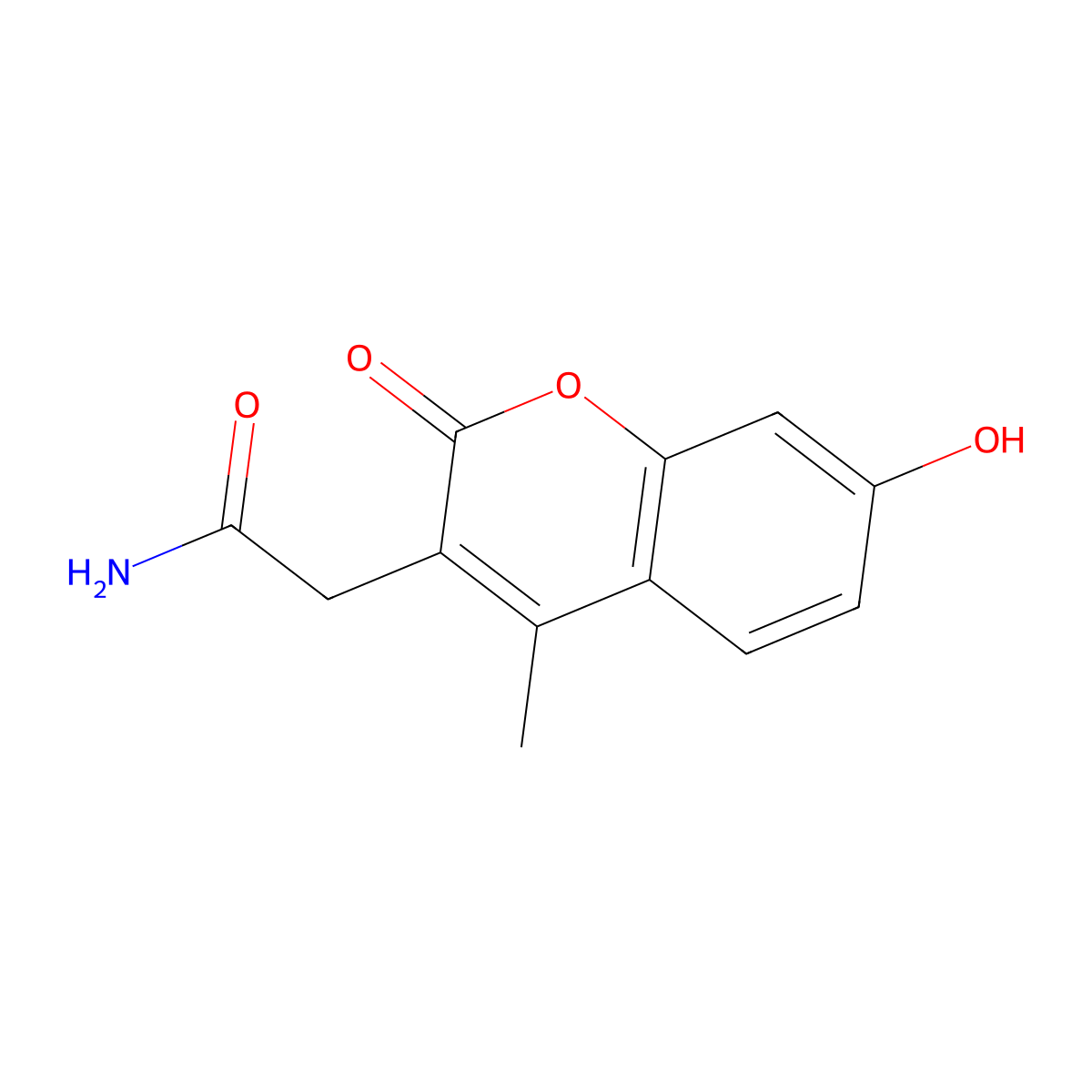 2-(7-hydroxy-4-methyl-2-oxo-2H-chromen-3-yl)acetamide molecular structure, CAS 853749-57-2