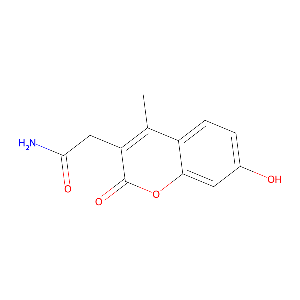 2-(7-hydroxy-4-methyl-2-oxo-2H-chromen-3-yl)acetamide molecular structure, CAS 853749-57-2