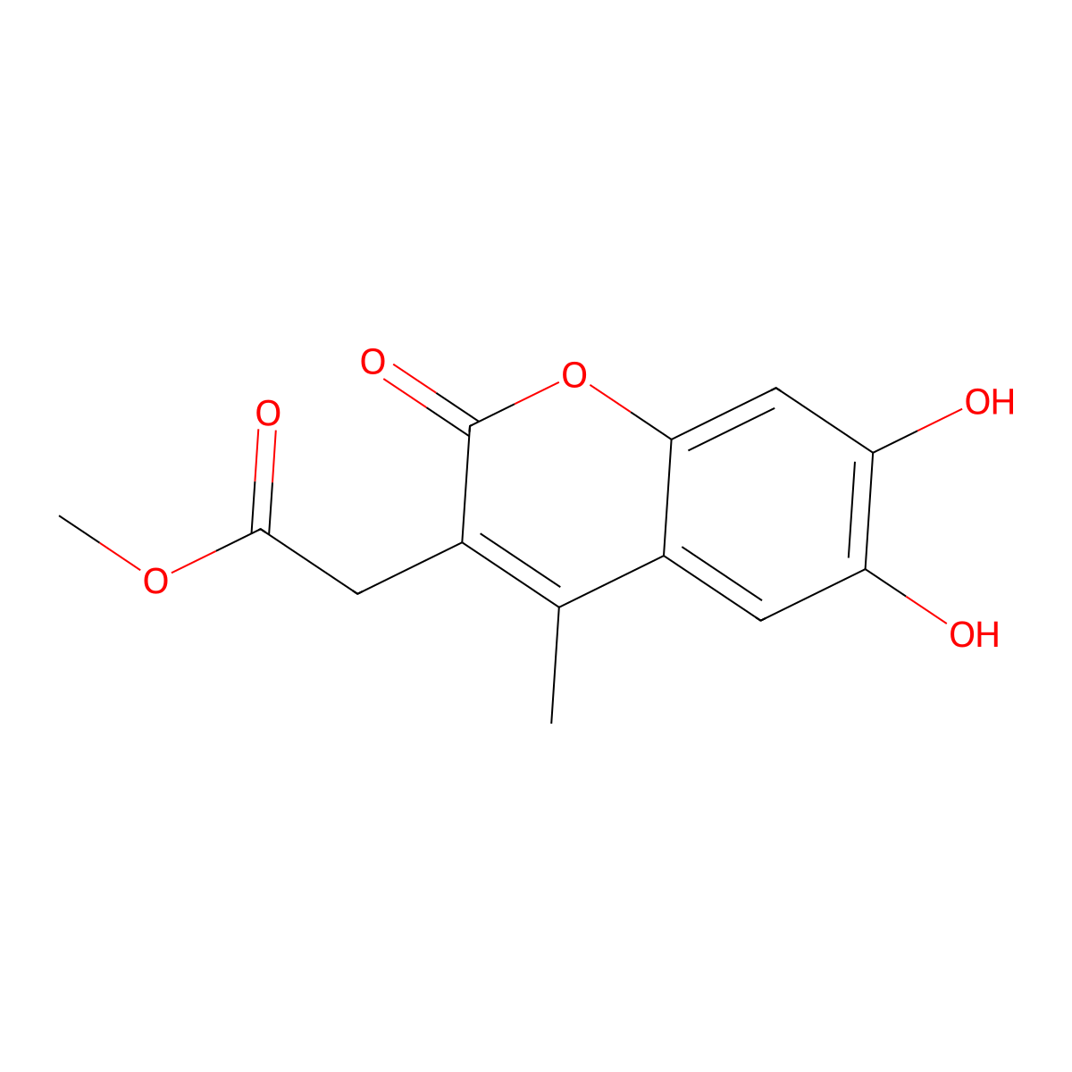 methyl (6,7-dihydroxy-4-methyl-2-oxo-2H-chromen-3-yl)acetate molecular structure, CAS 853749-60-7
