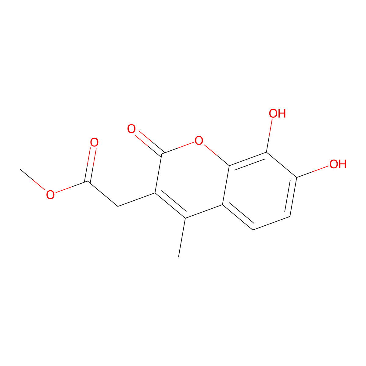 methyl (7,8-dihydroxy-4-methyl-2-oxo-2H-chromen-3-yl)acetate molecular structure, CAS 853749-61-8