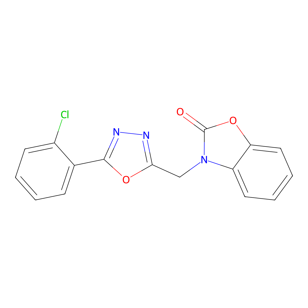 3-{[5-(2-chlorophenyl)-1,3,4-oxadiazol-2-yl]methyl}-1,3-benzoxazol-2(3H)-one molecular structure, CAS 853749-93-6