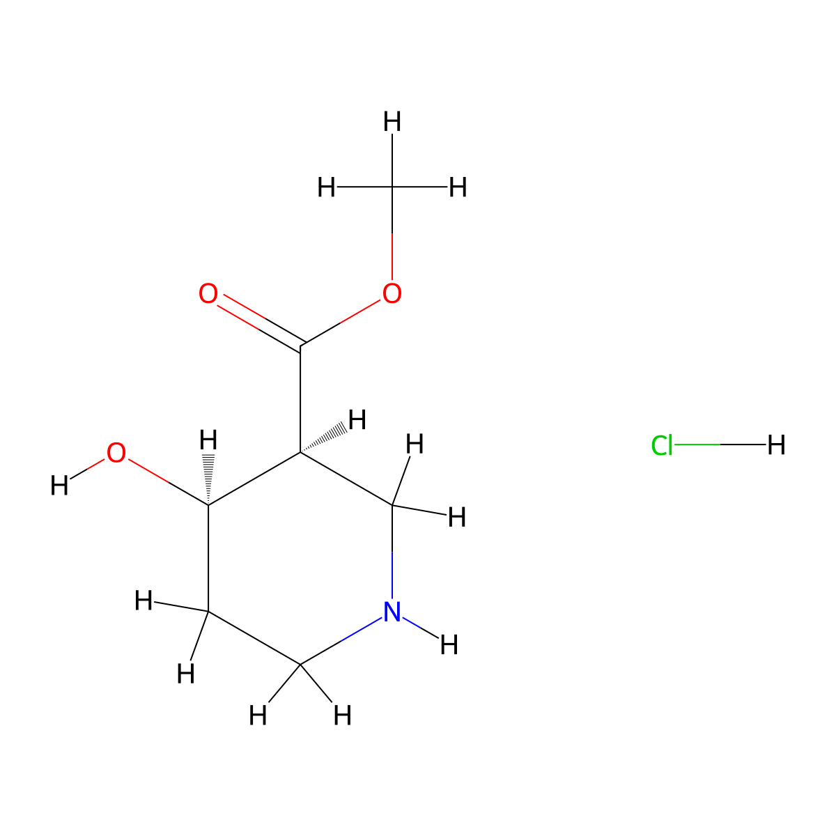rac-methyl (3R,4S)-4-hydroxypiperidine-3-carboxylate hydrochloride molecular structure, CAS 85375-51-5