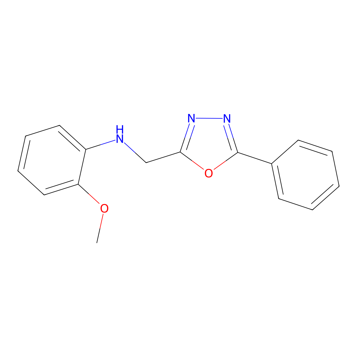 2-methoxy-N-[(5-phenyl-1,3,4-oxadiazol-2-yl)methyl]aniline molecular structure, CAS 853750-06-8