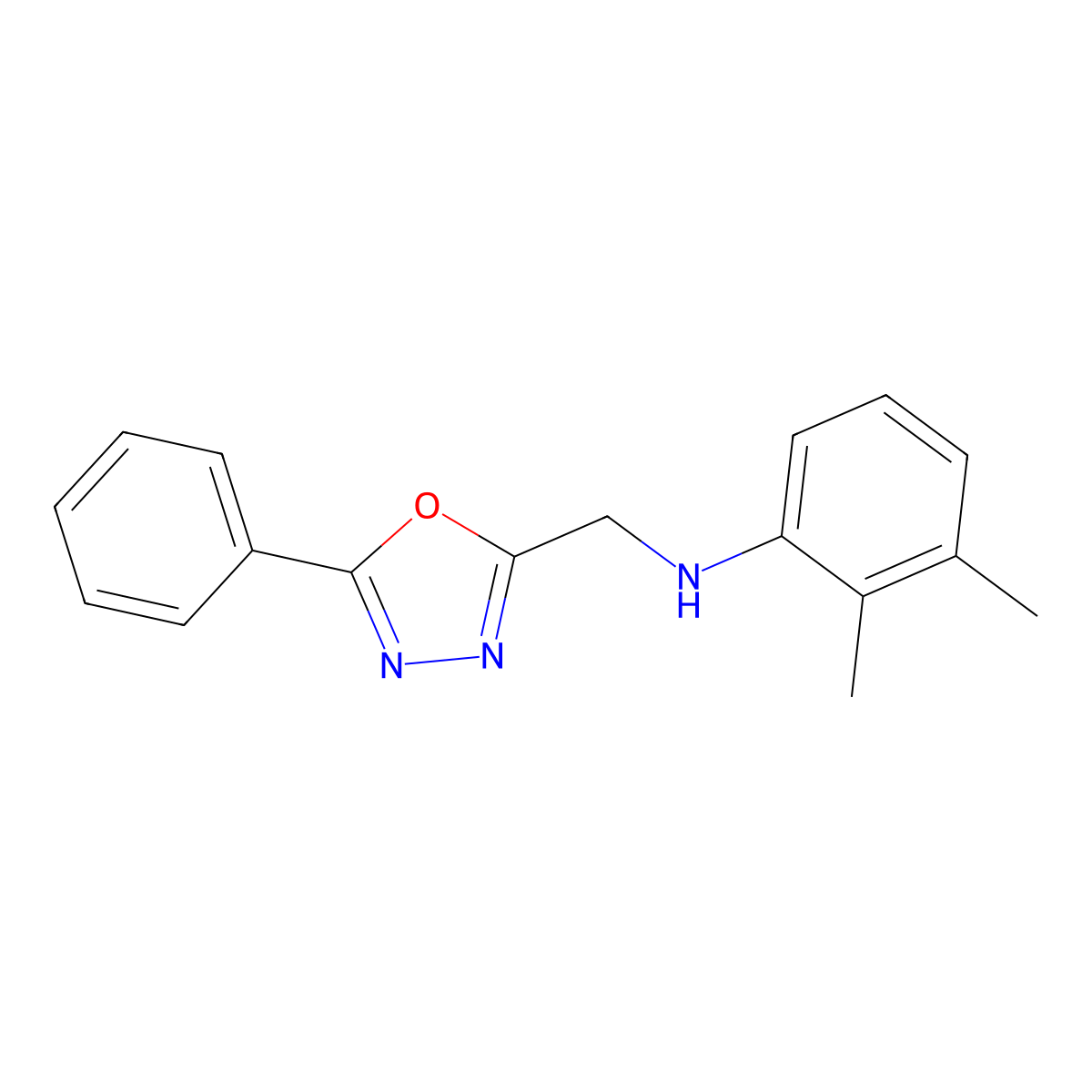 2,3-dimethyl-N-[(5-phenyl-1,3,4-oxadiazol-2-yl)methyl]aniline molecular structure, CAS 853750-12-6